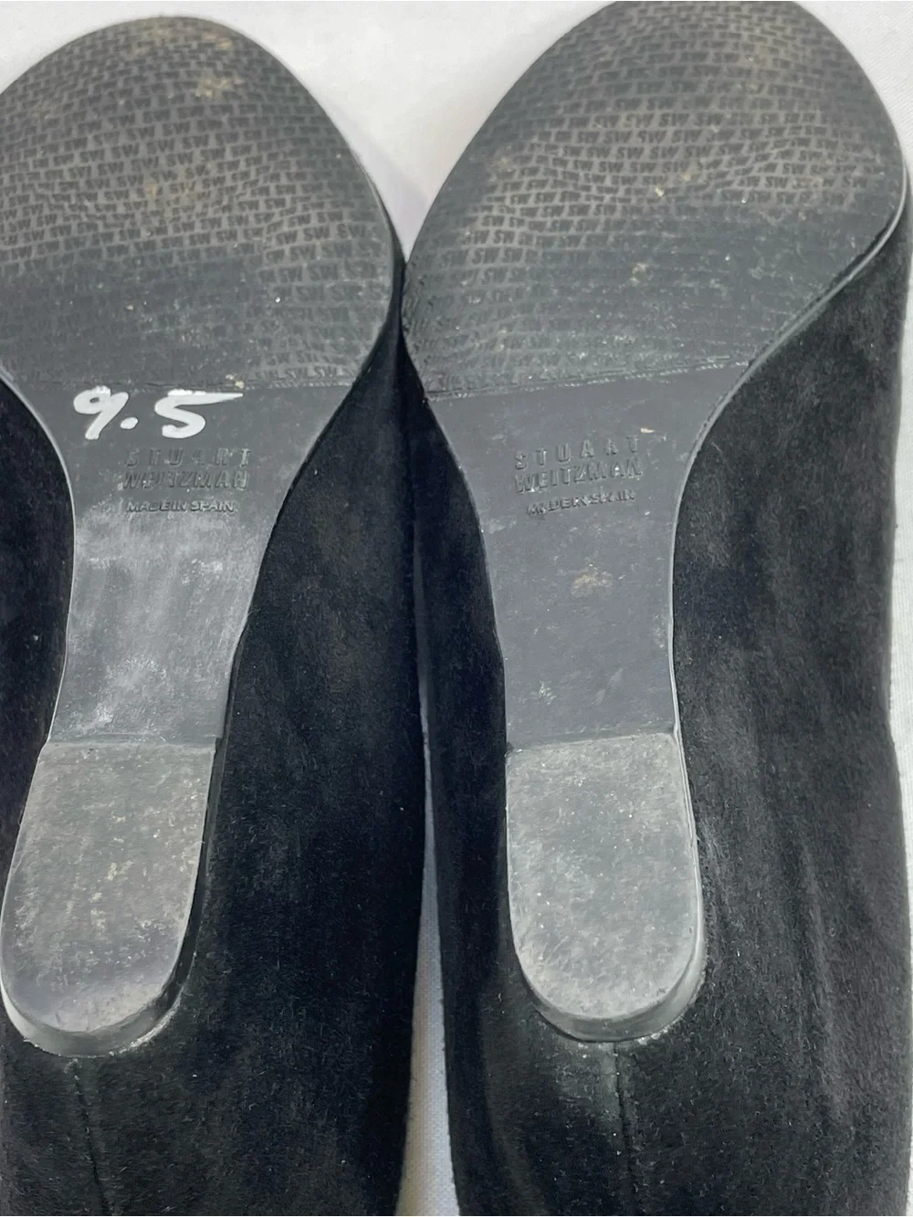 VTG STUART WEITZMAN Black Suede Wedge Loafers Office Siren Whimsigoth Size 9.5 - Picture 11 of 13